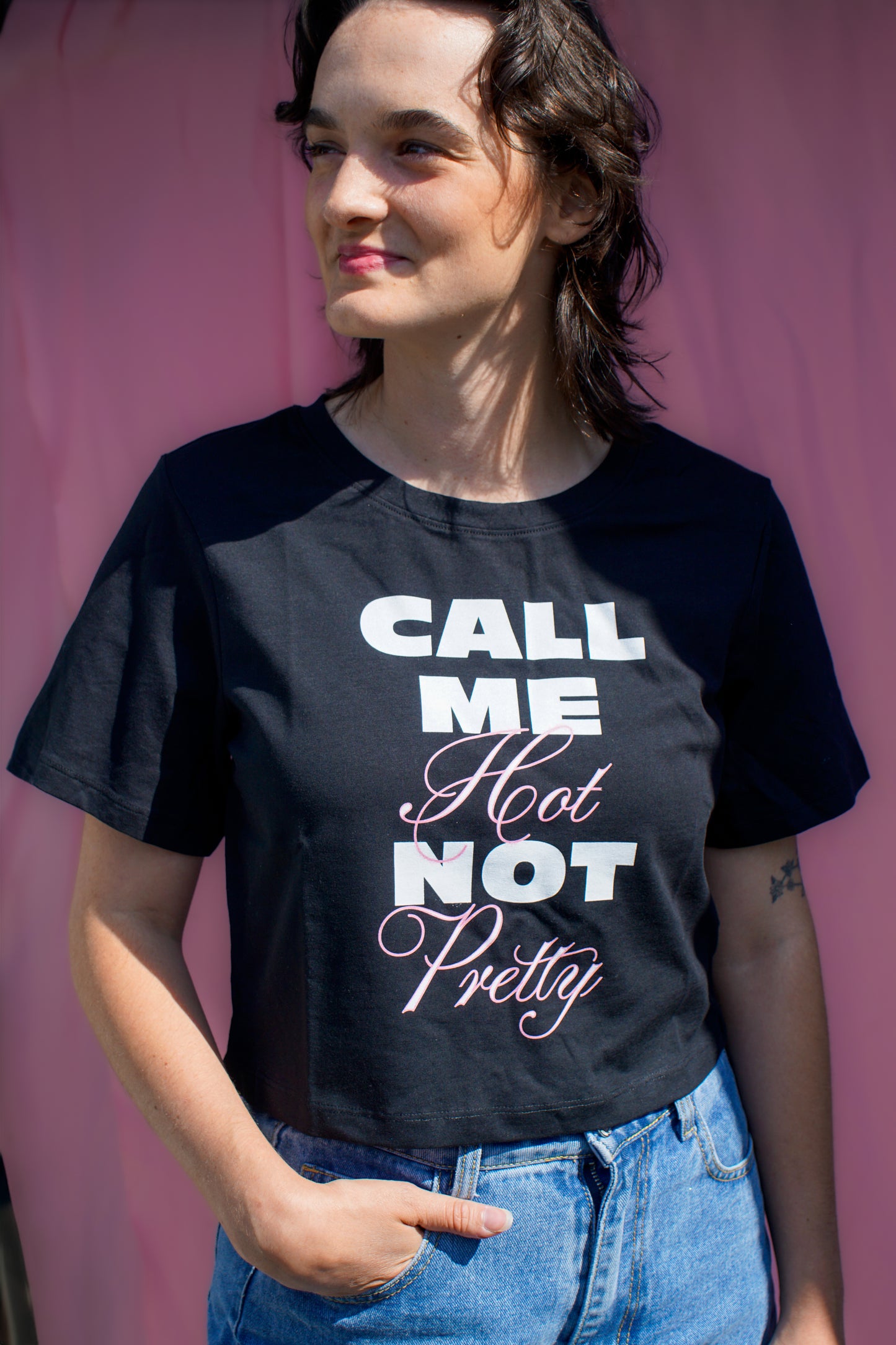Call me hot not pretty baby tee