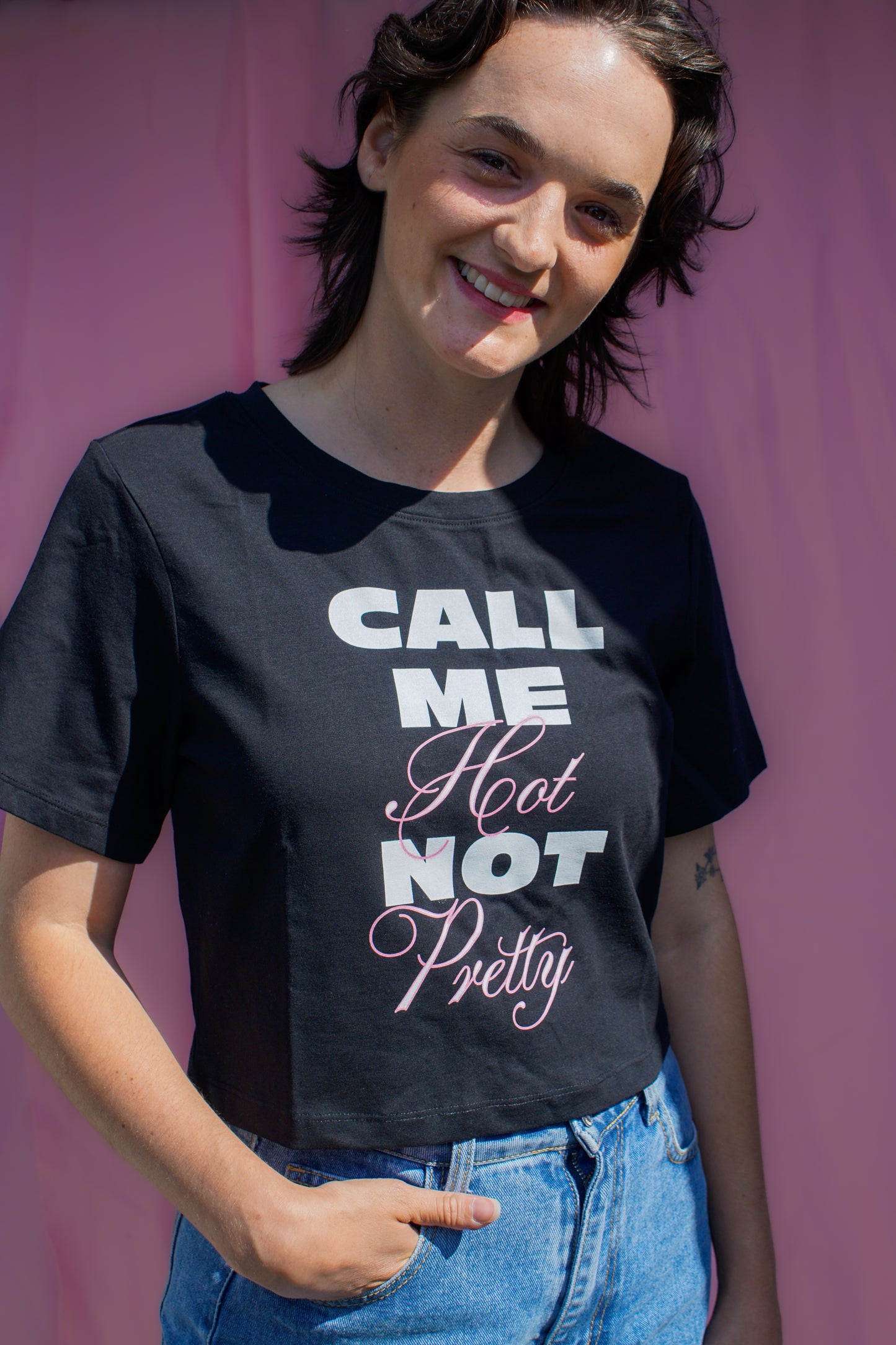 Call me hot not pretty baby tee