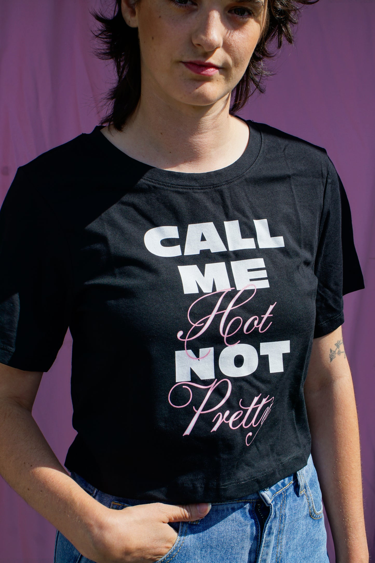 Call me hot not pretty baby tee