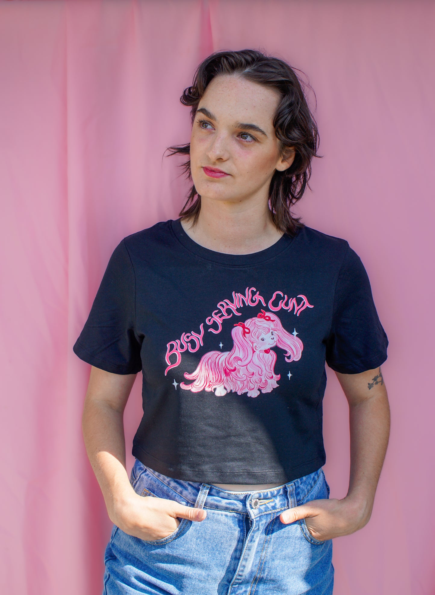 Busy serving cunt cropped baby tee