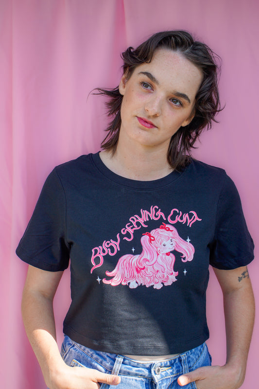 Busy serving cunt cropped baby tee