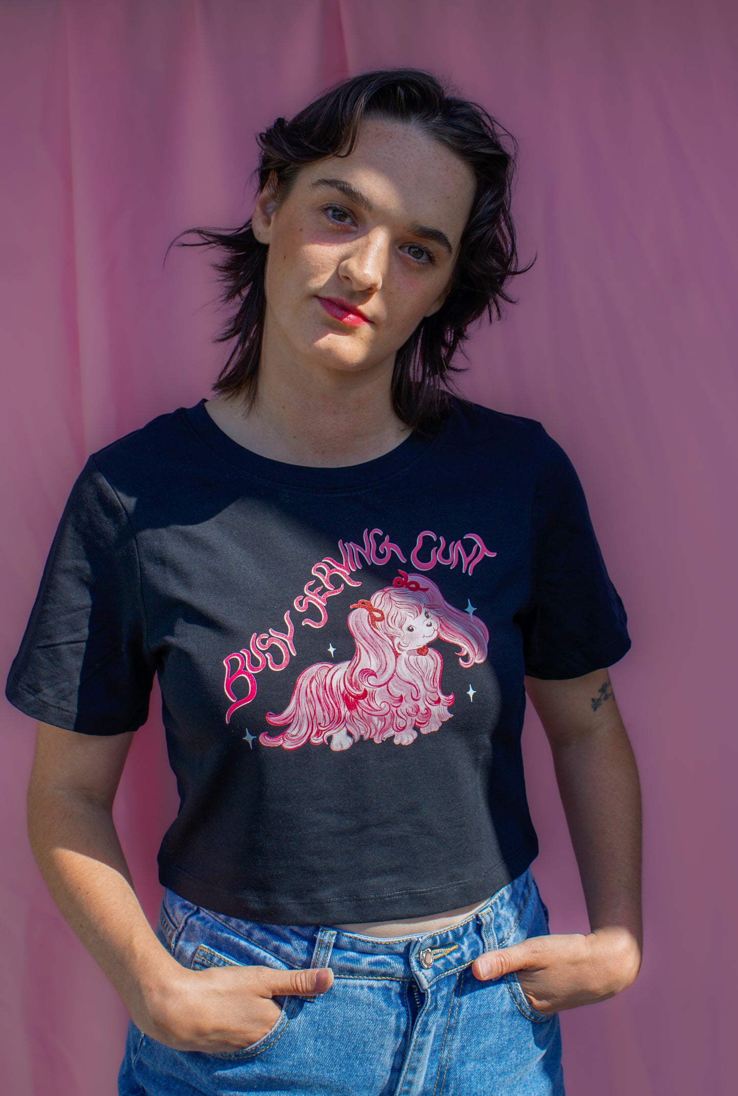 Busy serving cunt cropped baby tee