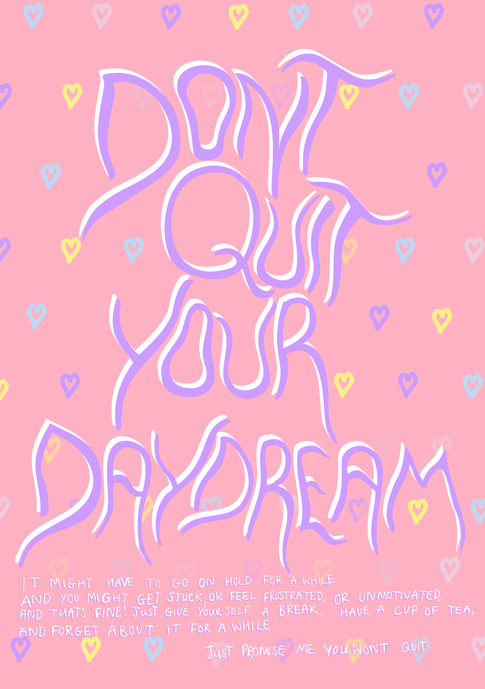 don't quit your daydream postcard