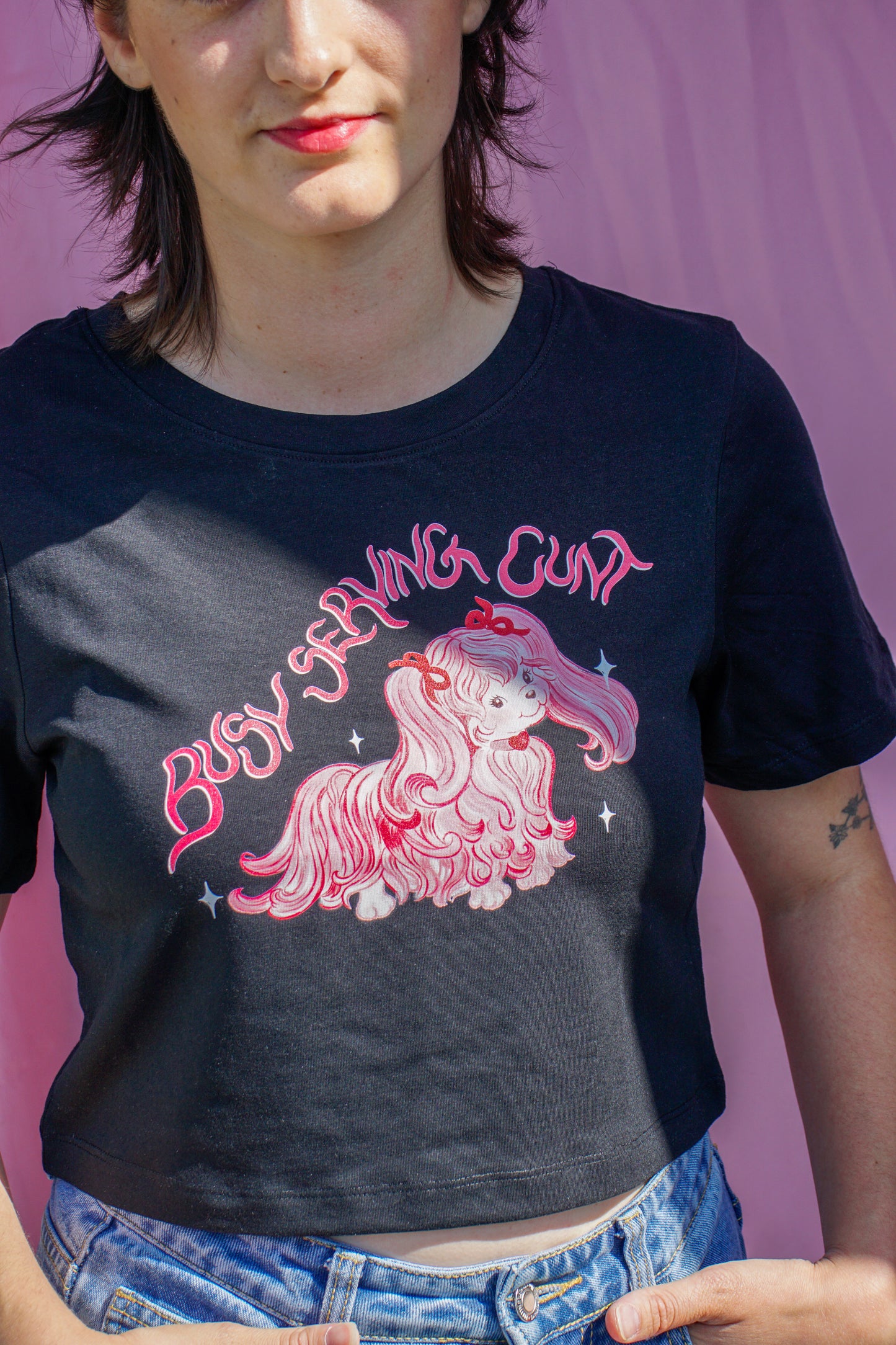 Busy serving cunt cropped baby tee