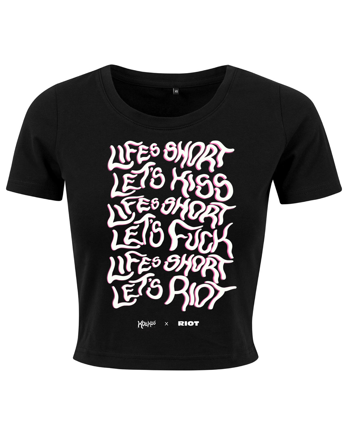 Life's short, lets kiss - Riot Party x koukou collaboration t-shirt
