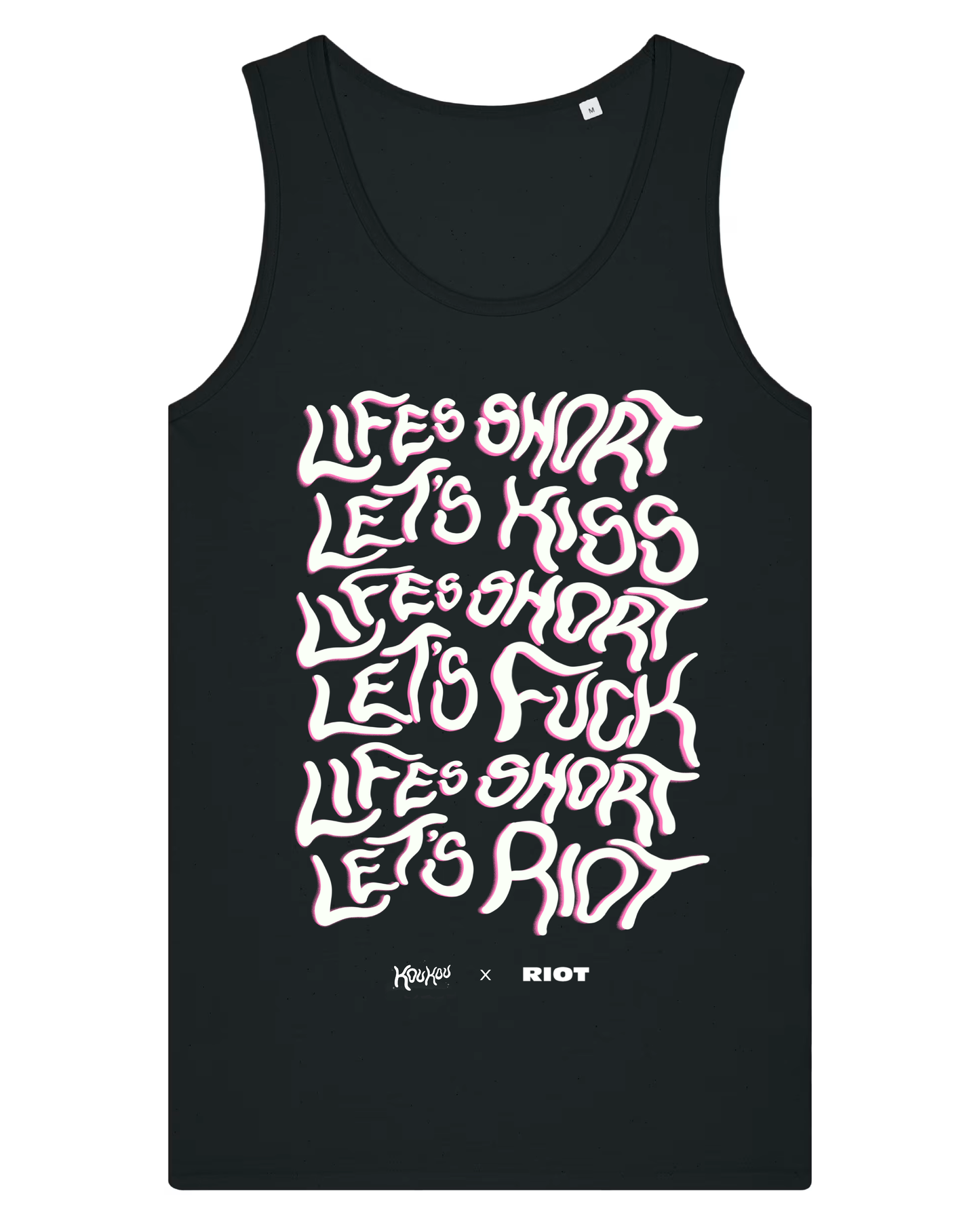 Life's short, lets kiss - Riot Party x koukou collaboration t-shirt