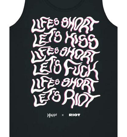 Life's short, lets kiss - Riot Party x koukou collaboration t-shirt