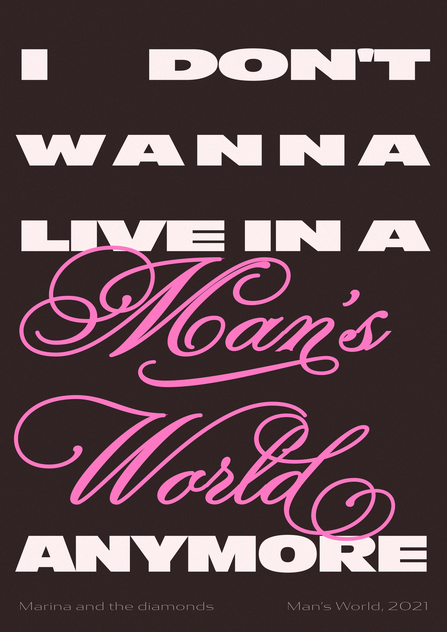 I don't wanna live in a mans world anymore - Marina and the Diamonds