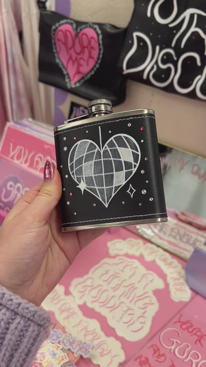 disco ball hand-painted hip flask