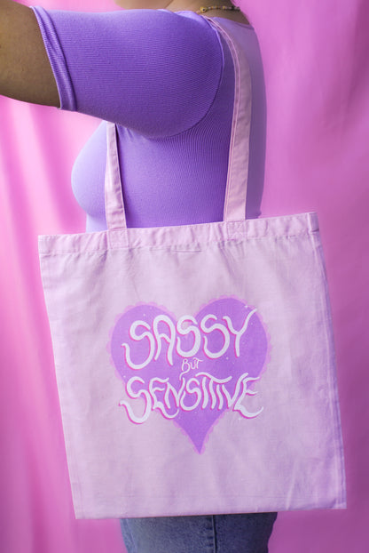 sassy but sensitive tote bag