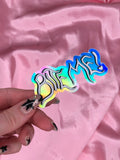 holographic bite me sticker