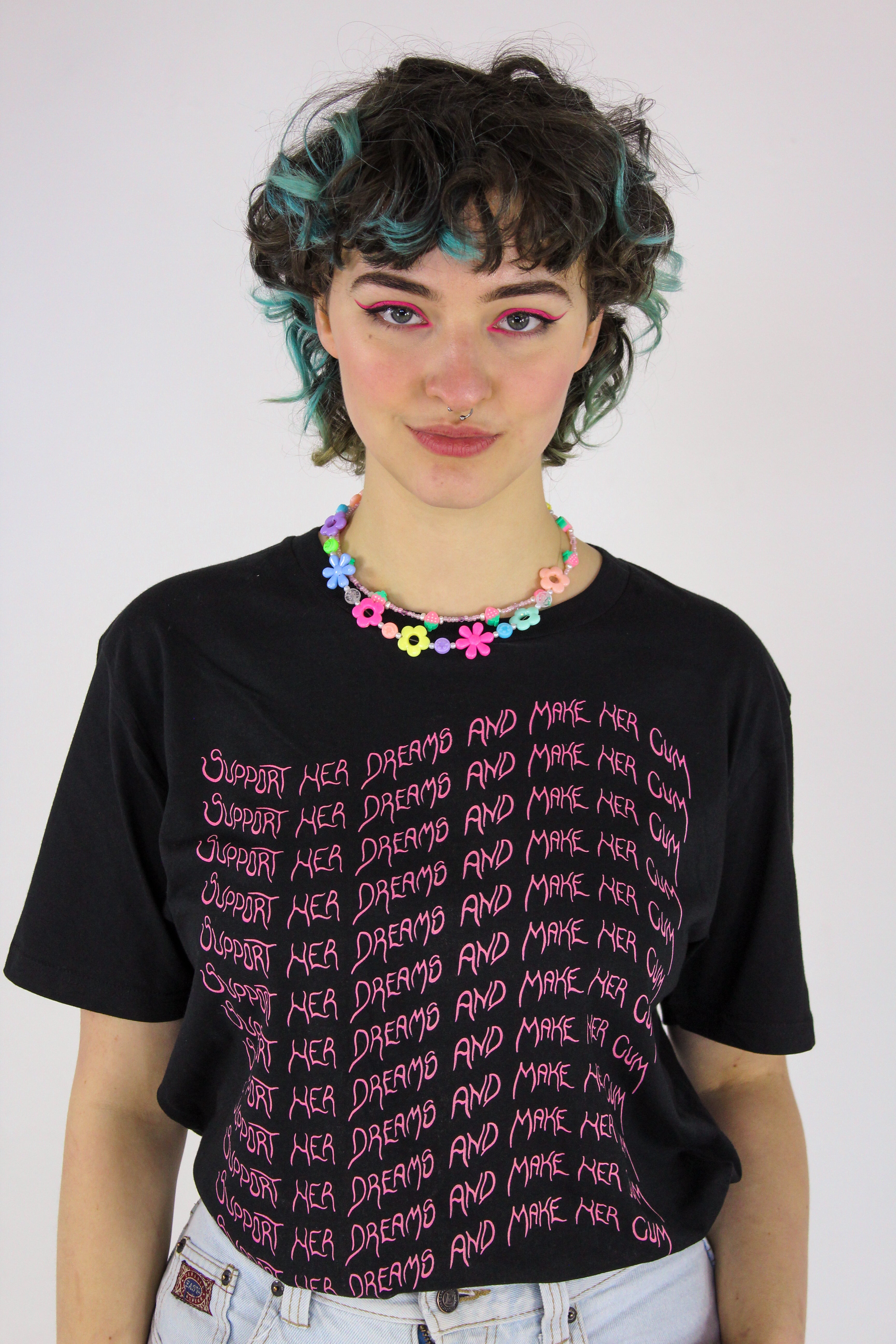 support her dreams black t-shirt