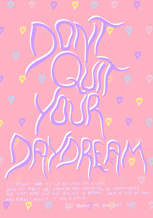 don't quit your daydream postcard